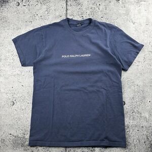 Vintage Navy Polo Ralph Lauren Center Spell Out Shirt Size M